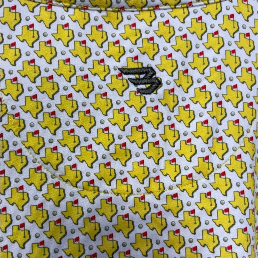 BURLEBO Yellow Patterned Short-Sleeve Polo Golf - - Picture 4 of 6